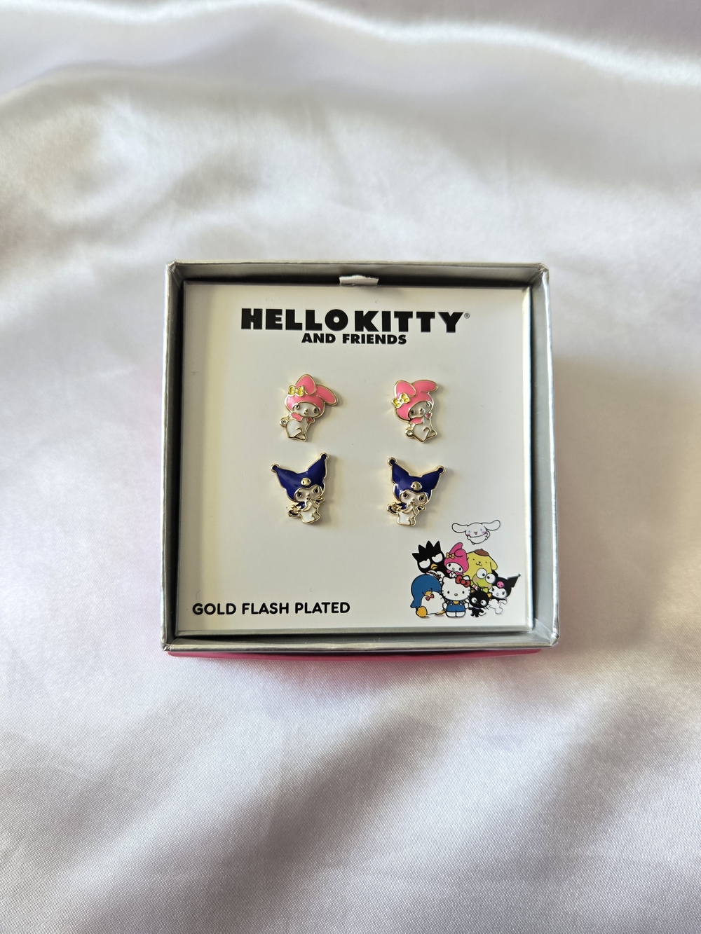 Hello Kitty And Friends Gold Flash Plated Kuromi & My Melody Character Set NWT